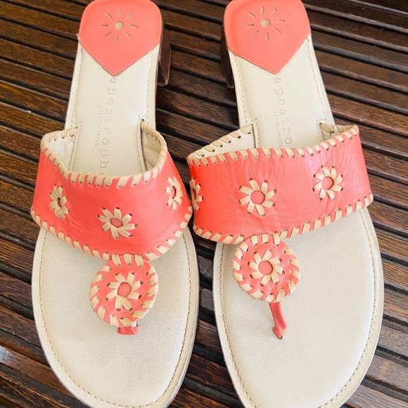 Apostrophe Shoes - Apostrophe Pink and Cream Sandals with Whipstitch Design Jaclyn 8M
